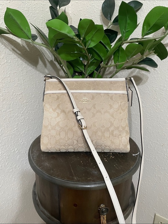 Coach Handbags - Coach Beige Signature Crossbody Bag - Neutral Canvas Shoulder Purse